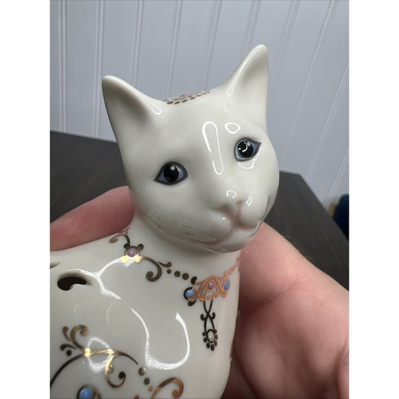 LENOX Jewels Of Light Cat Figurine 4.5" Curled Tail Blue Eyes Jeweled EUC! - Picture 11 of 11